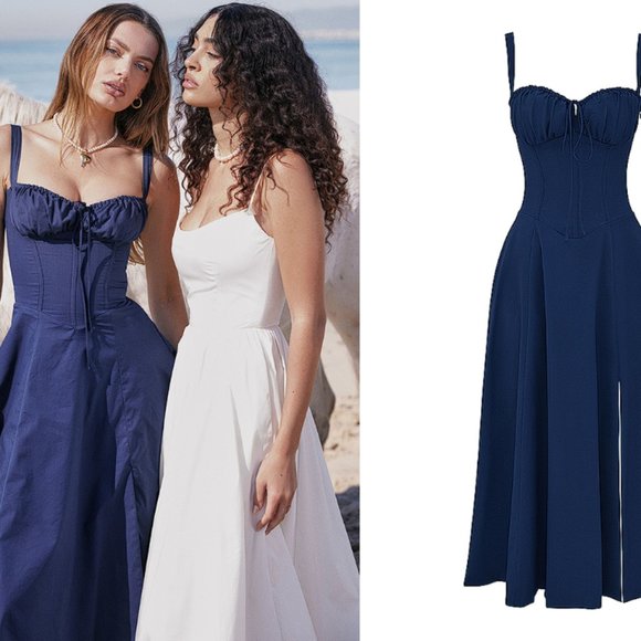 House of CB 'Carmen’ French Navy Bustier Sundress NWOT - Picture 7 of 12